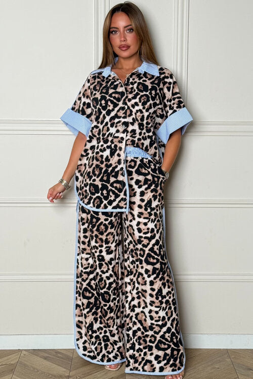 Animal Print Pantalon ImprimÃ© Leopard Pantalon Chemise ImprimÃ