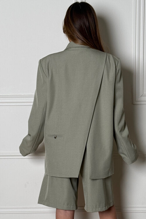 Blazer Oversize Dos Croisé Ouvert Femme
