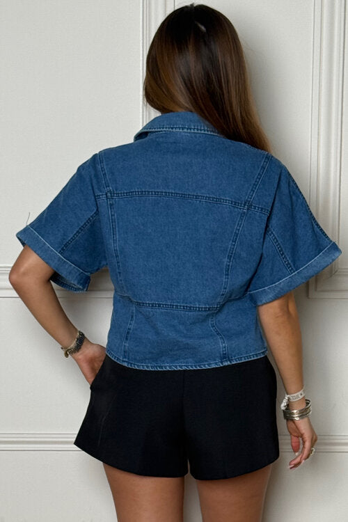 Chemisier Denim Manches Courtes Femme