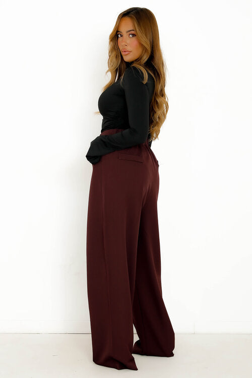 Pantalon à Pinces Poches Droites Femme