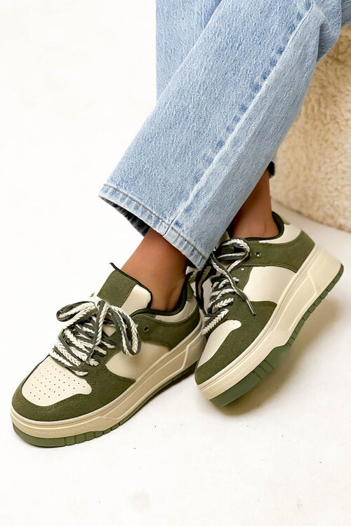 Baskets Bimatière Laçage Tressé