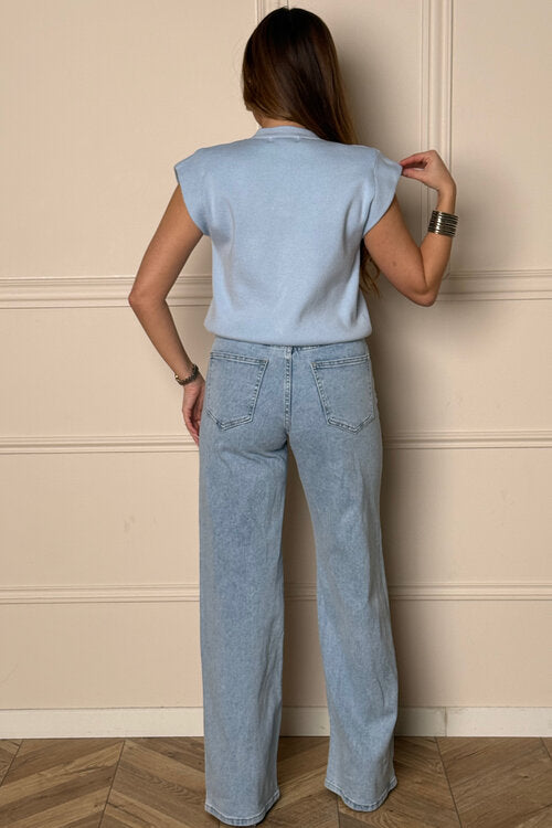 Jeans Wide Ceinture Elastique