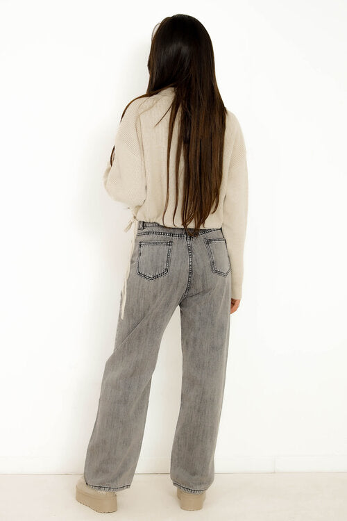 Jeans Coupe Droite Délavé