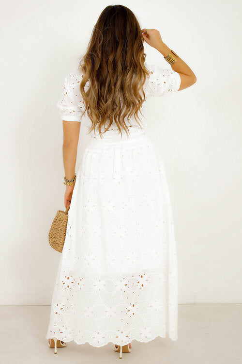 Ensemble Chemisier + Jupe Broderie Anglaise Femme