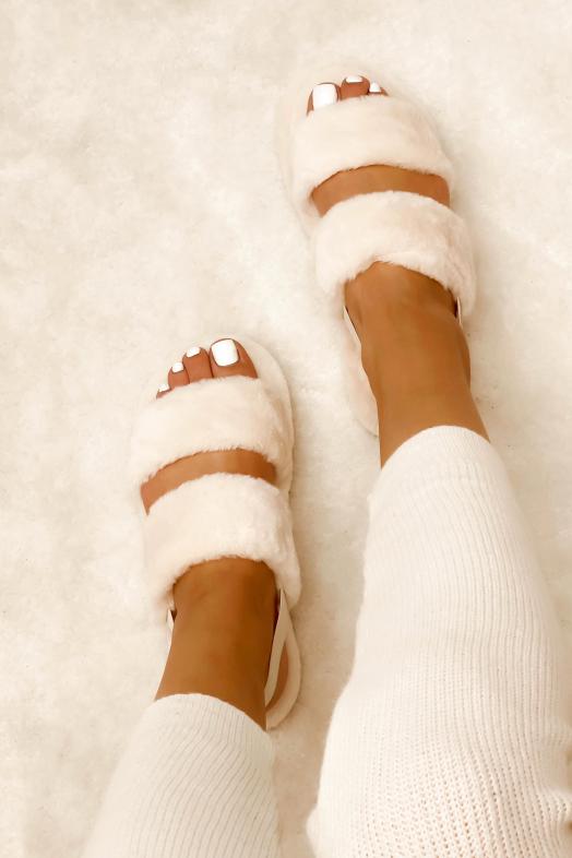 Chaussons Fur Femme Beige
