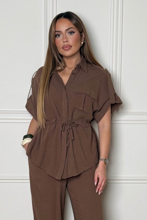 Chemise Cargo en Lin Nouée