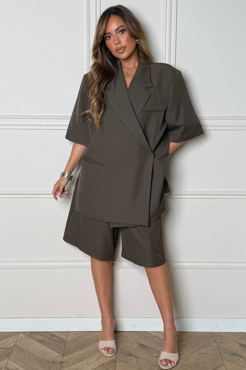 Blazer Femme Manches Courtes Structuré - Style Chic Bureau