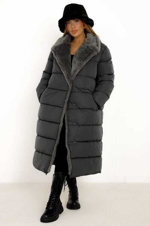 Doudoune Longue Matelassée Fourrure Végan BLOOSHOP