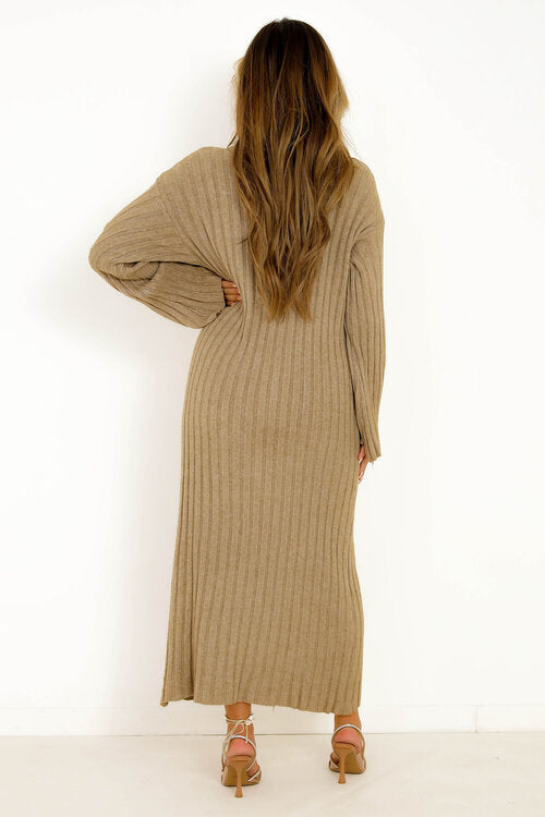Robe Côtelée Manches Evasées