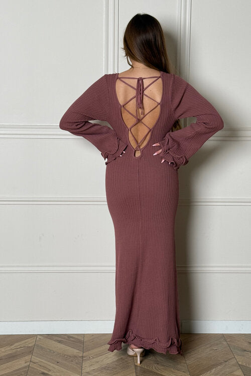 Robe Evasée Dos Nu à Laçages Femme