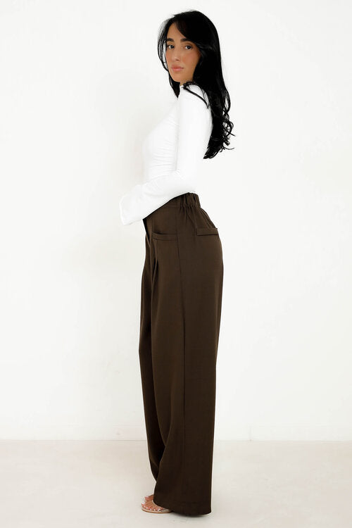 Pantalon à Pinces Poches Droites Femme