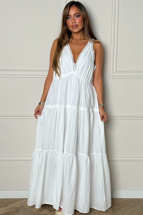 Robe Longue Bohème Col V Femme