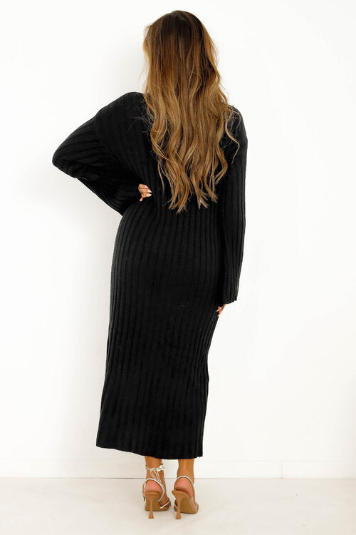 Robe Côtelée Manches Evasées