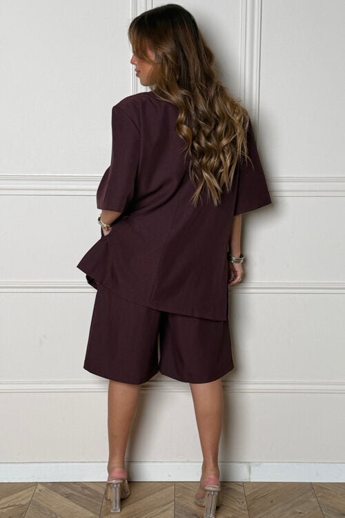 Blazer Femme Manches Courtes Structuré - Style Chic Bureau