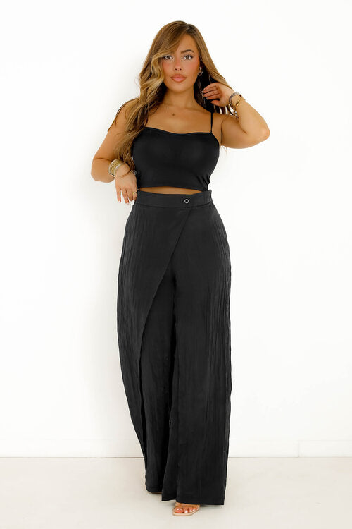Pantalon Porte Feuille Satin Crêpe Femme