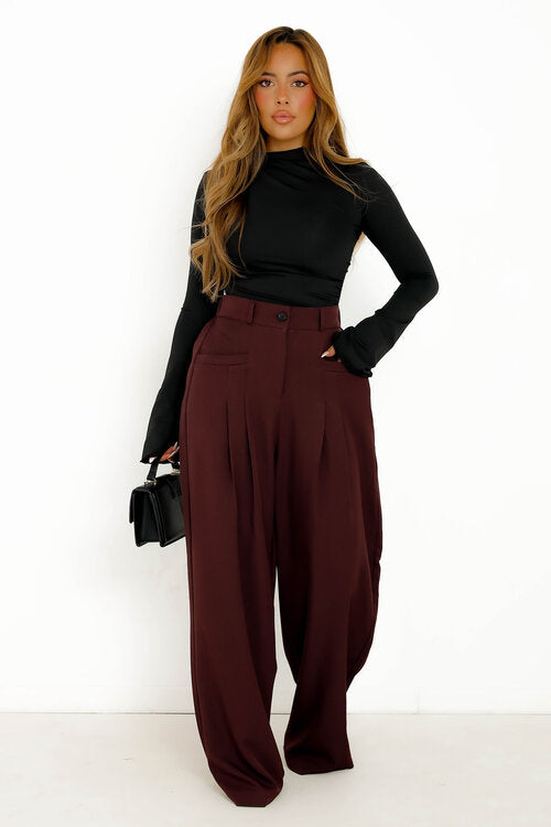 Pantalon à Pinces Poches Droites Femme