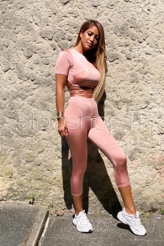 Ensemble Femme Top + Legging Rose
