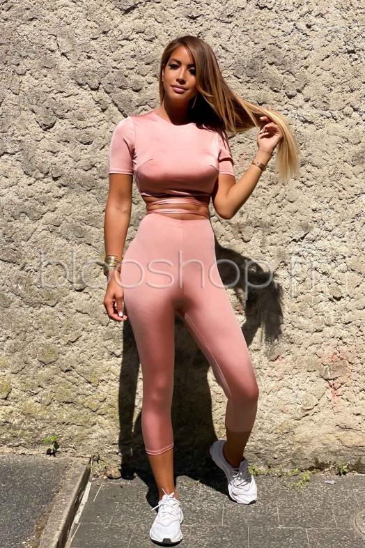 Ensemble Femme Top + Legging Rose