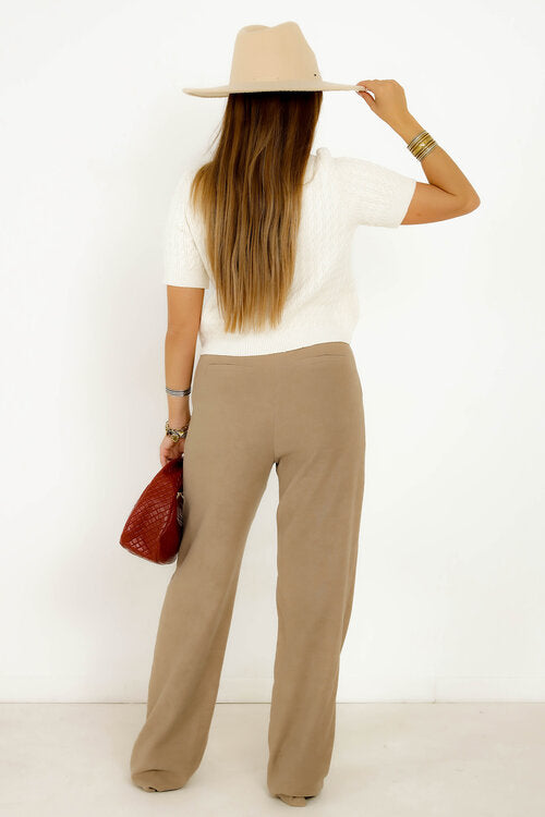 Pantalon à Pinces Feutré Femme