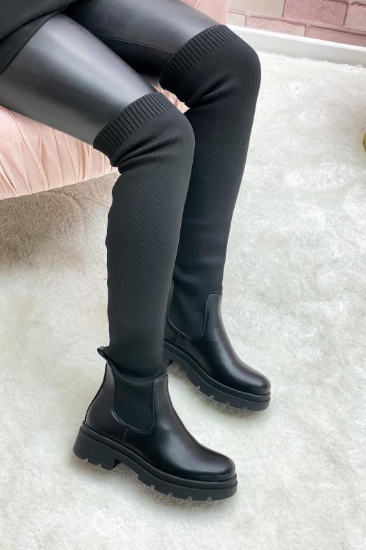 Cuissardes Chaussettes Femme Noir