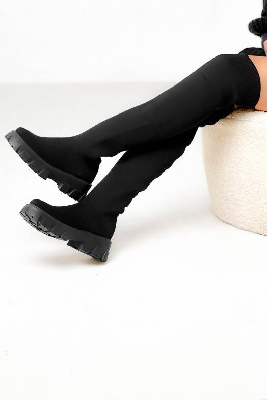 Cuissardes Chaussettes Femme Noir
