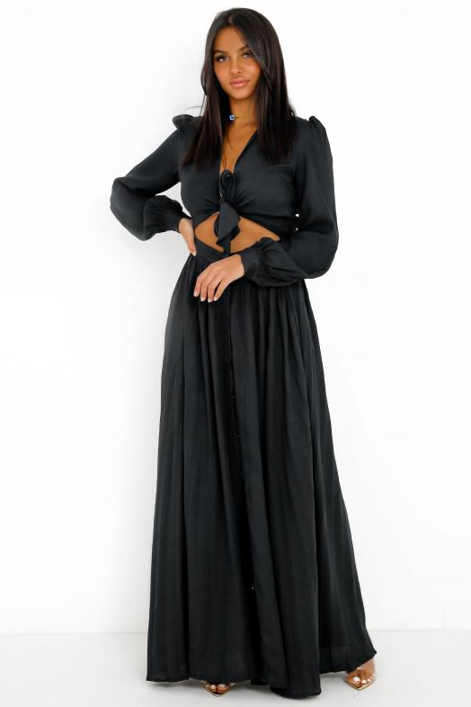 Robe Bas Plissé Femme Noir