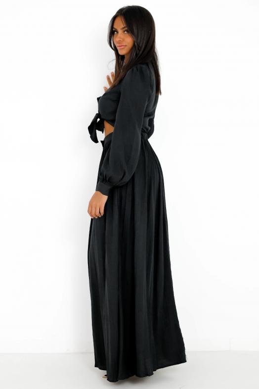 Robe Bas Plissé Femme Noir
