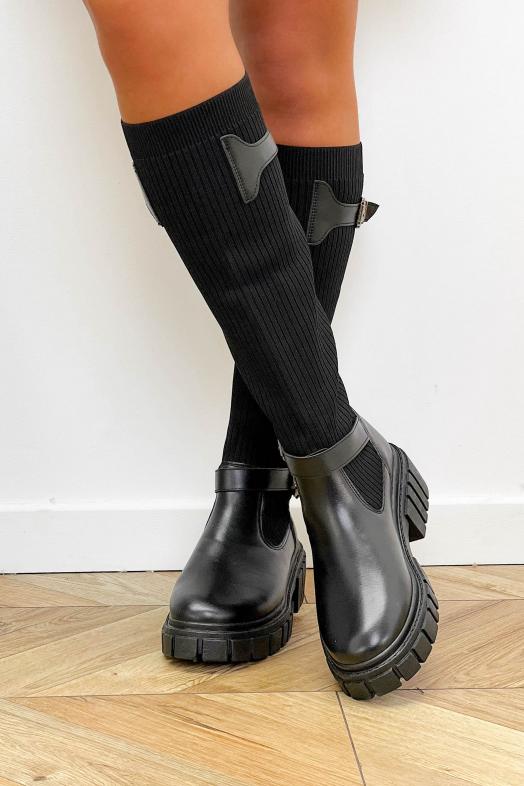 Bottes Chaussettes + Sangles Noir