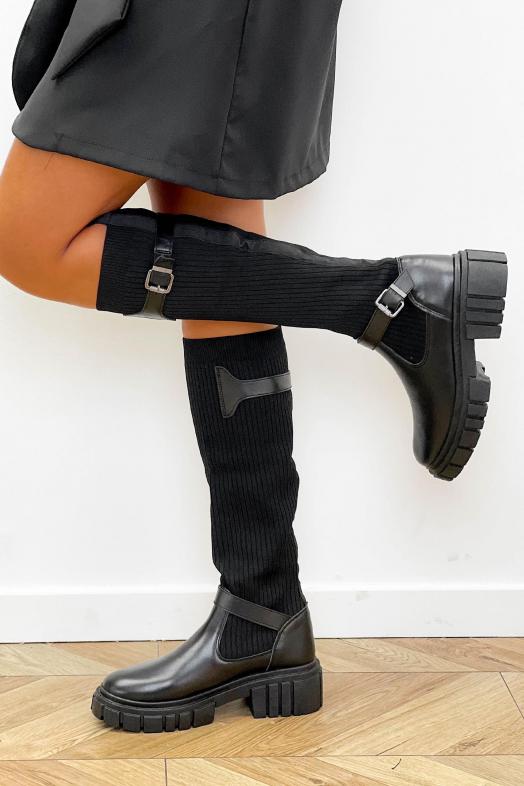 Bottes Chaussettes + Sangles Noir