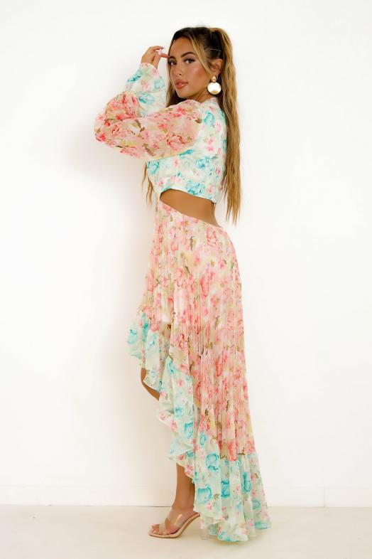 Robe Fleurie Asymétrique Fleurie Femme Rose