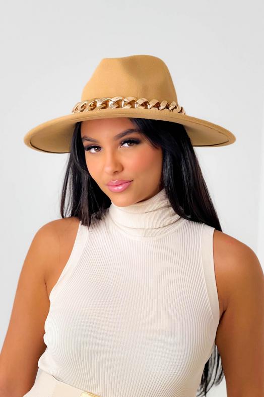 Chapeau + Chaînes Femme Taupe