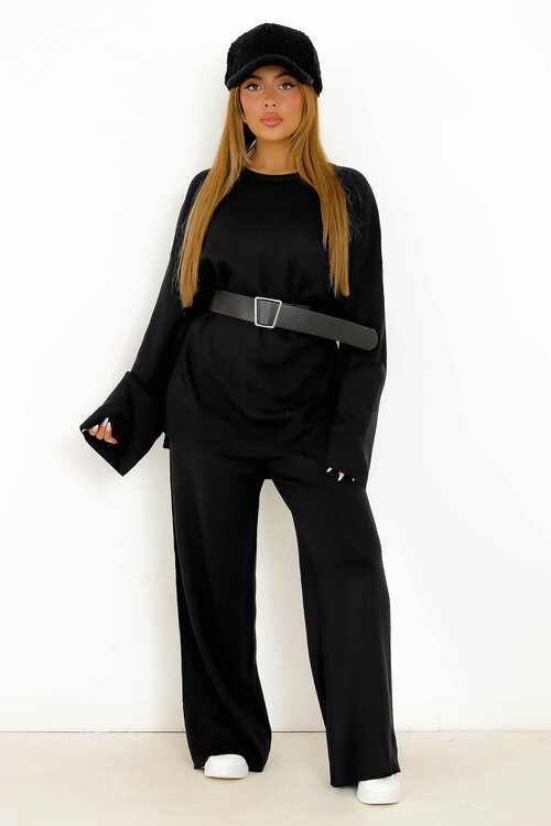 Ensemble Pull Avec Ceinture + Pantalon Ample