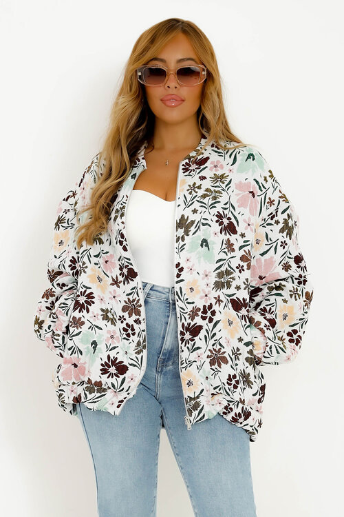 Veste à Zip Brodée Fleurs