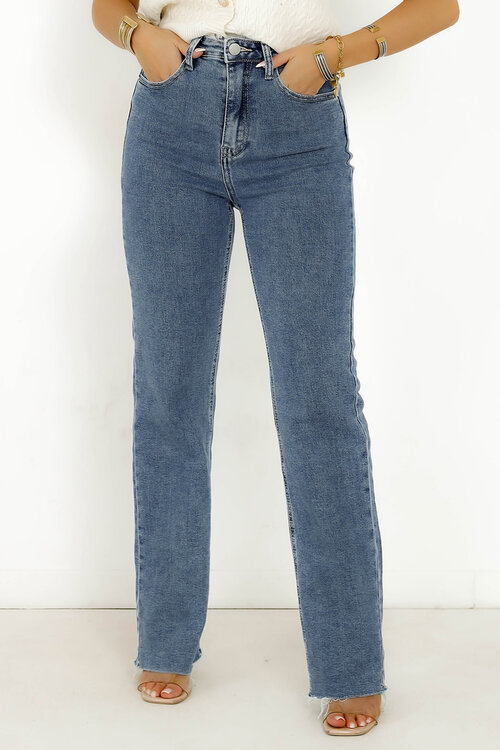 Jeans Coupe Droite Taille Haute