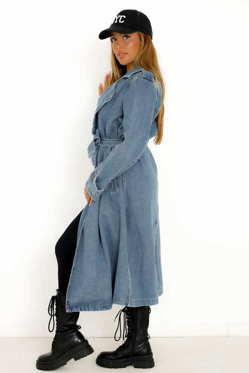 Trench Denim Mi Long