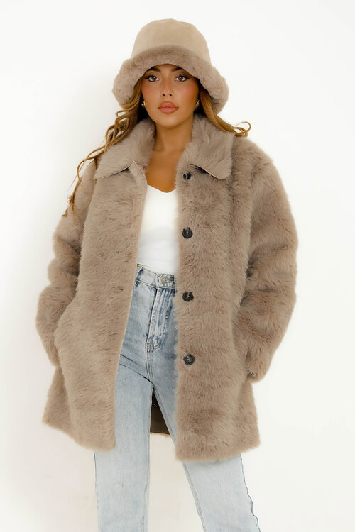 Manteau Fur Vegan Boutonné