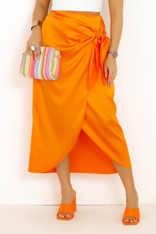 Jupe satin online orange