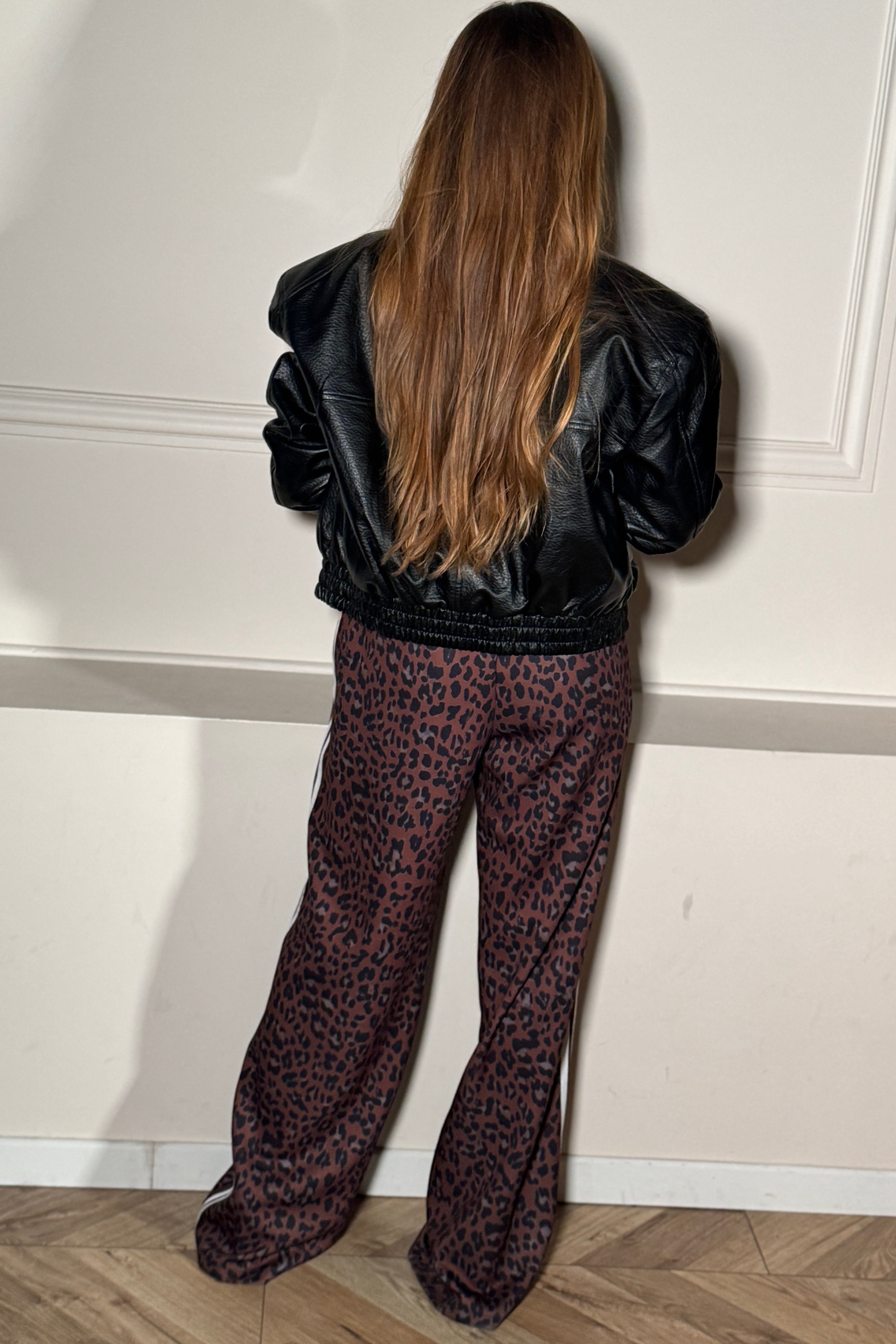 Jogging Femme Imprimé Léopard à Bandes Latérales - Confort Sportswear