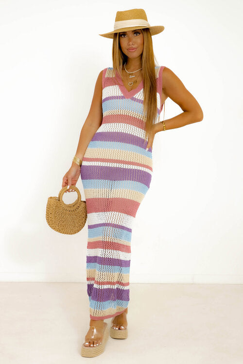 Robe Tricot Rayée Colorée