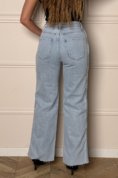 Jeans Coupe Droite Côtes Tresses