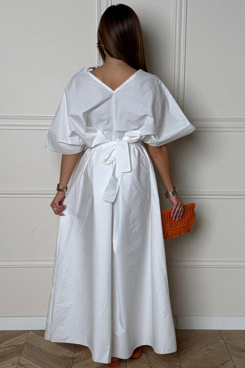 Robe Col V à Pinces Femme
