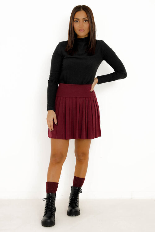 Jupe Plissée en Maille Femme