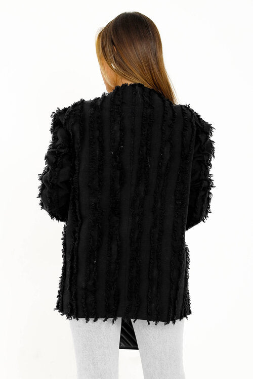 Veste Boutonnée Effilochée