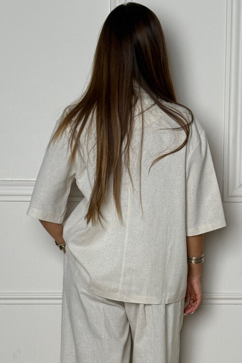 Blazer en Lin Manches Courtes Femme