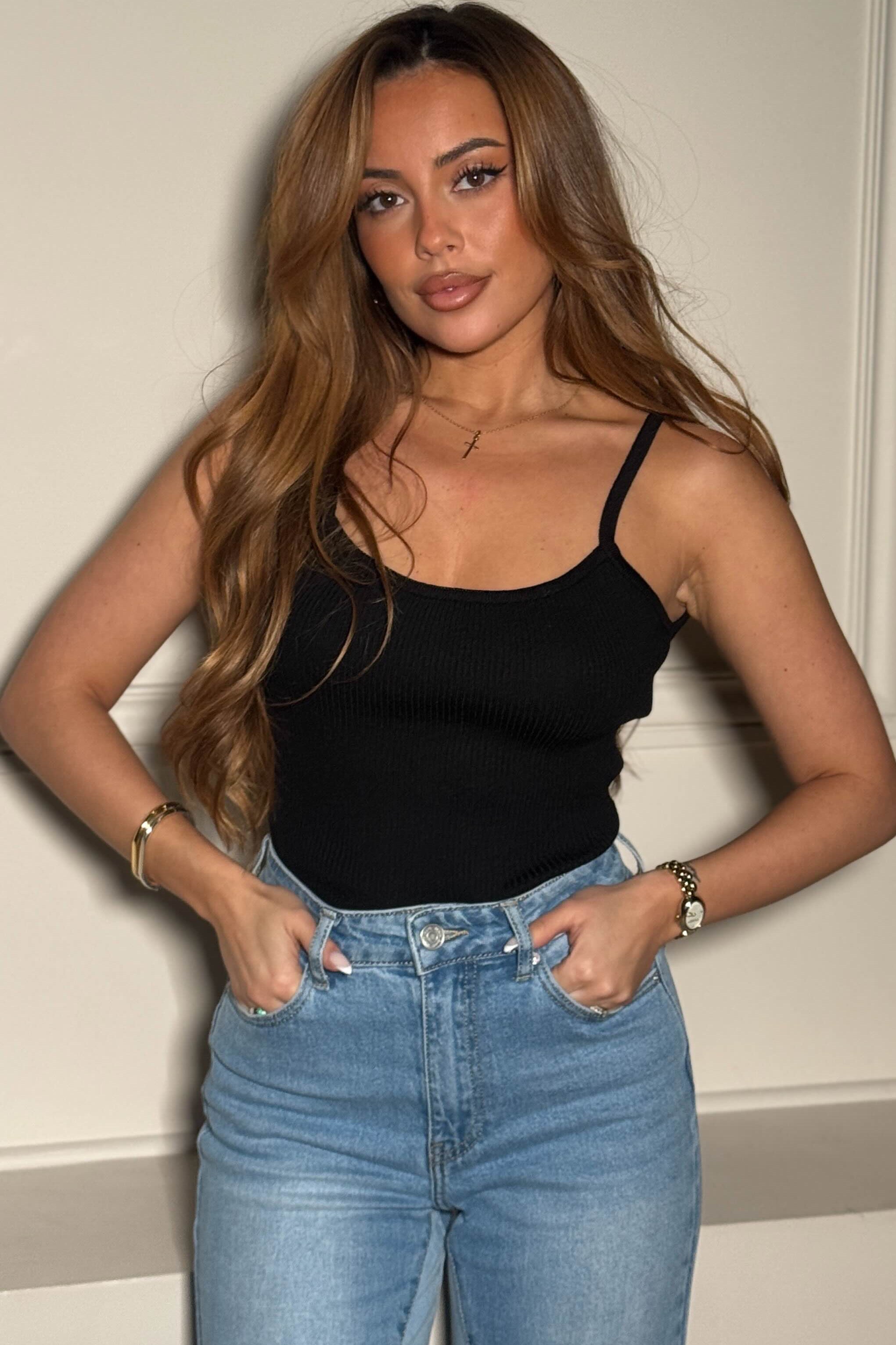 Body côtelé à bretelles femme