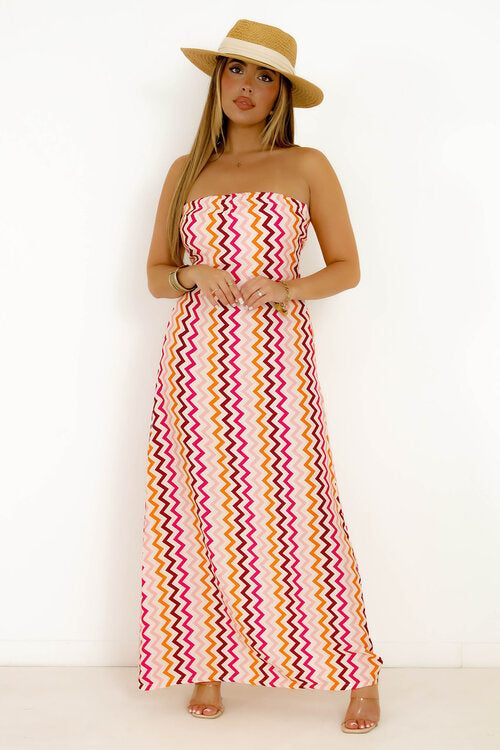 Robe Bustier Zigzag Dos Noué
