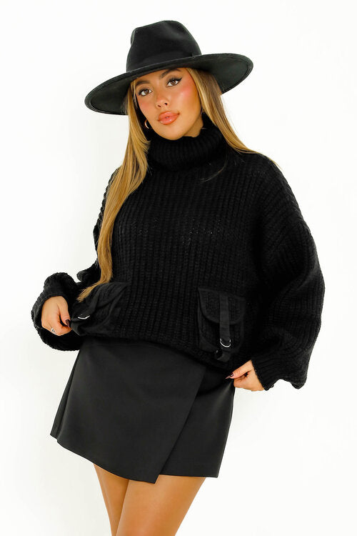 Pull Col Roulé + Poches