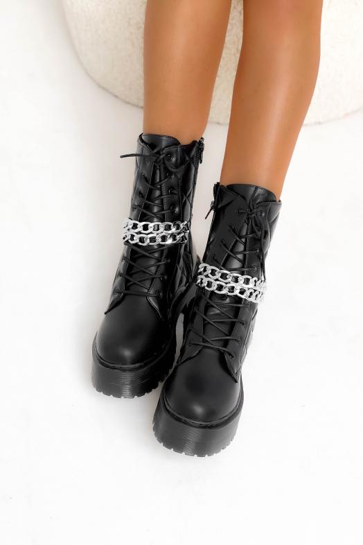 Boot´s Femme Matelassées Chaînes Noir