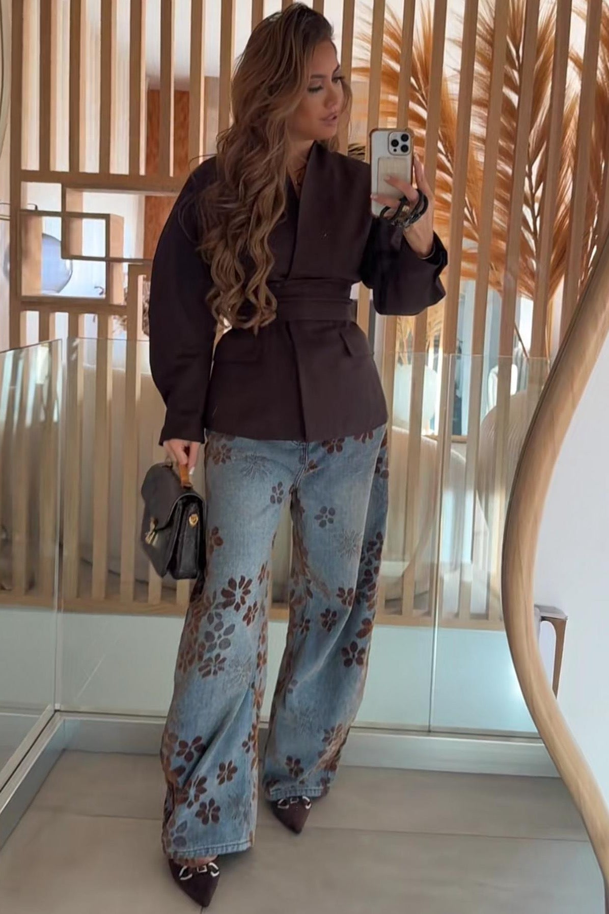 Jean Ballon Broderie Fleurs - Denim Féminin Élégant