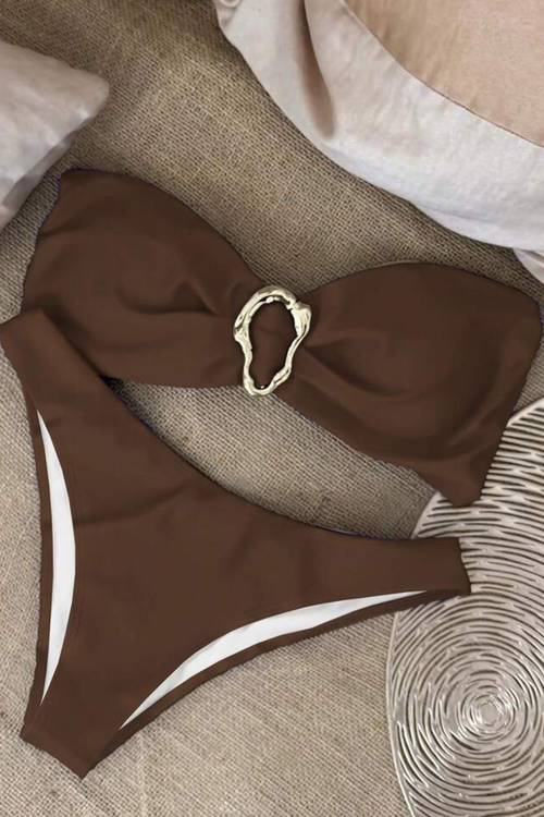 Maillot de bain bandeau avec bijou femme - Vue de face glamour - BLOOSHOP
